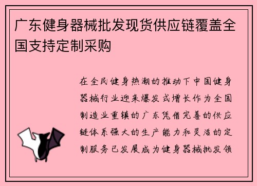 广东健身器械批发现货供应链覆盖全国支持定制采购